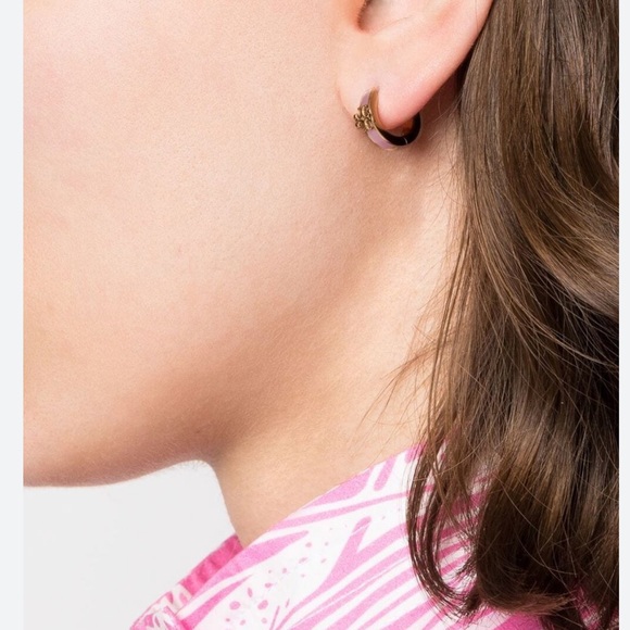 Rare💖Pink Tory Burch Earrings hoop earrings coquette hoops - Picture 4 of 4